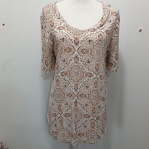 Chic Cream and Brown Women's Tunic
